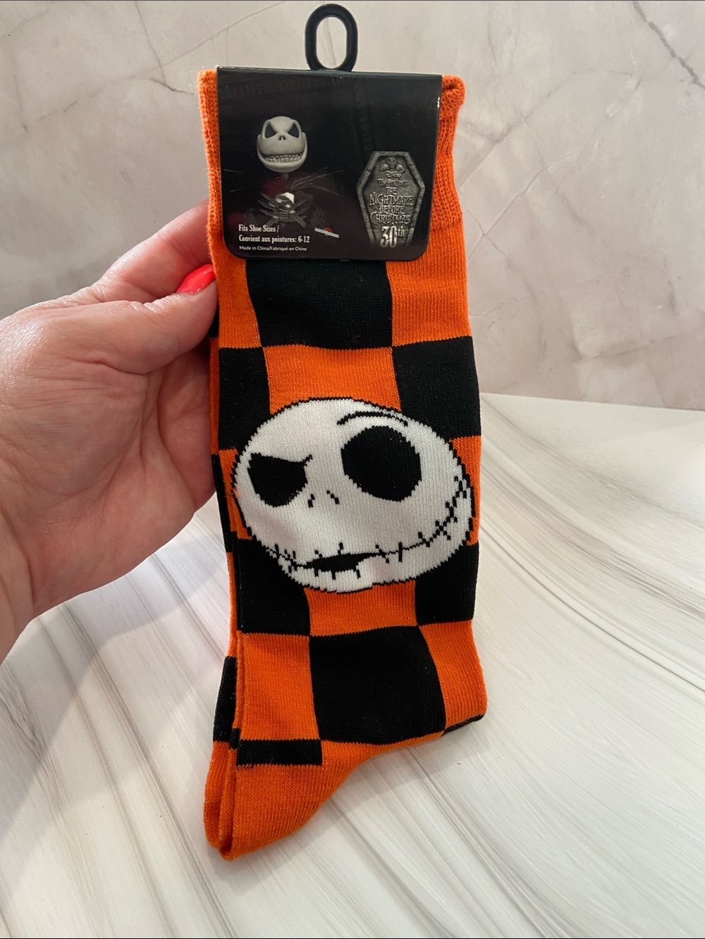 Nightmare Before Christmas Jack Skellington Orange & Black Checker Socks
